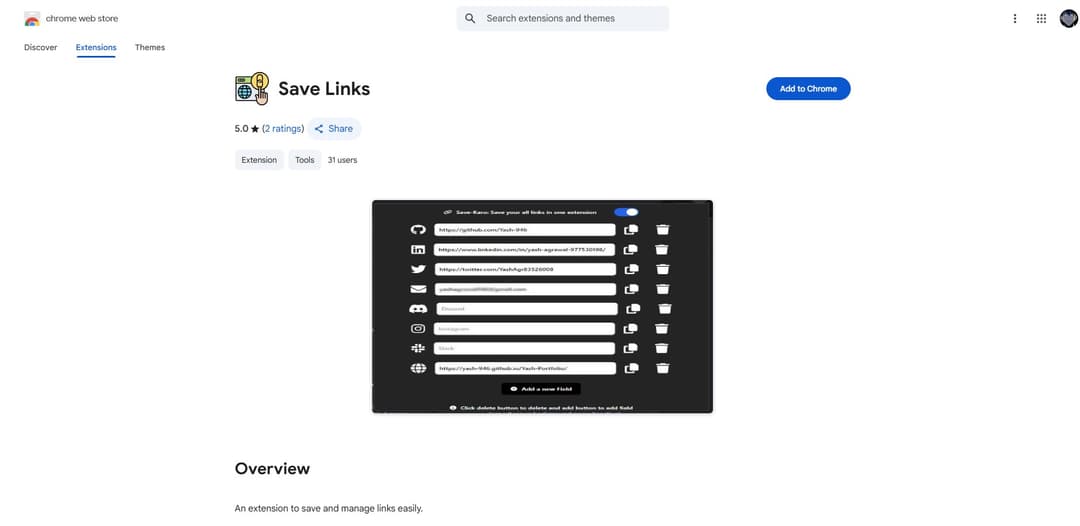 Save Link Extension